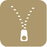 Dark-colored zipper symbol on a beige background.